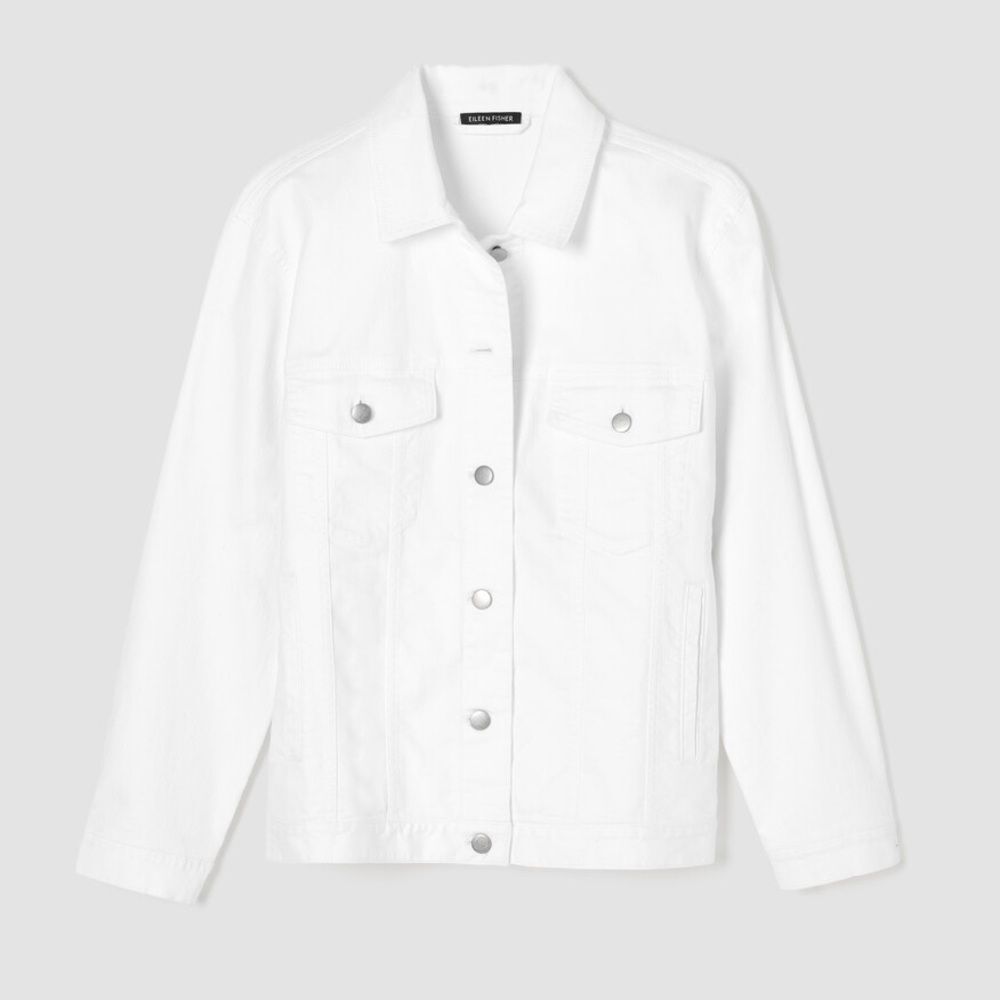 Eileen Fisher Garment-Dyed Organic Cotton Denim Jacket  White 1X – Excellent
